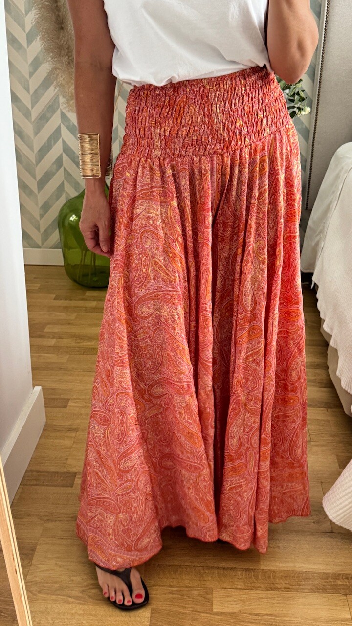 Pantalón Seda Caños Coral - Imagen 2