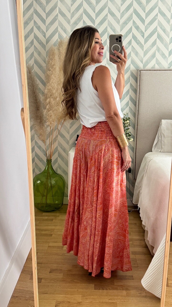 Pantalón Seda Caños Coral - Imagen 9