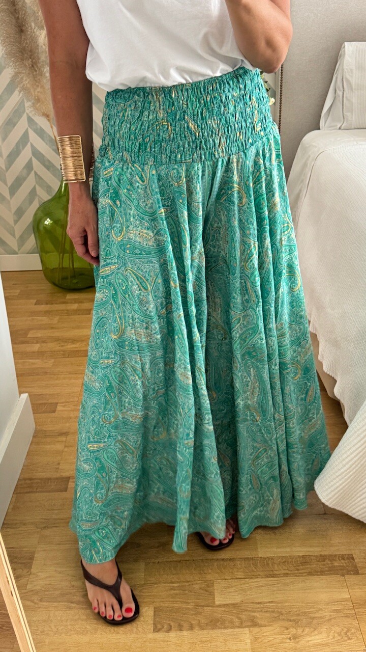 Pantalón Seda Caños Verde Agua - Imagen 7