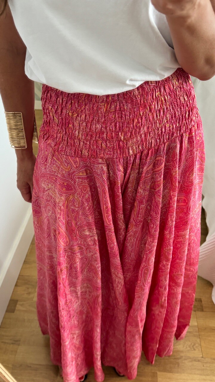 Pantalón Seda Caños Rosa - Imagen 6