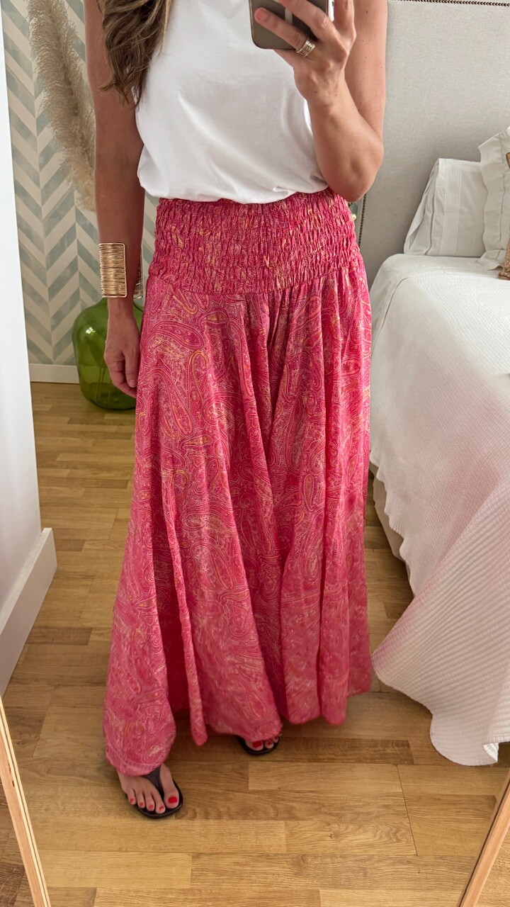 Pantalón Seda Caños Rosa - Imagen 2