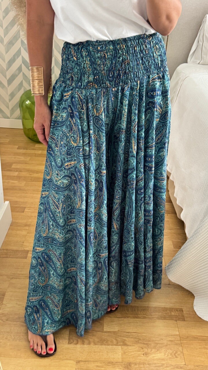 Pantalón Seda Caños Azul Marino - Imagen 2