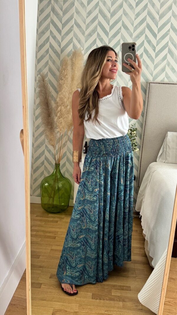 Pantalón Seda Caños Azul Marino