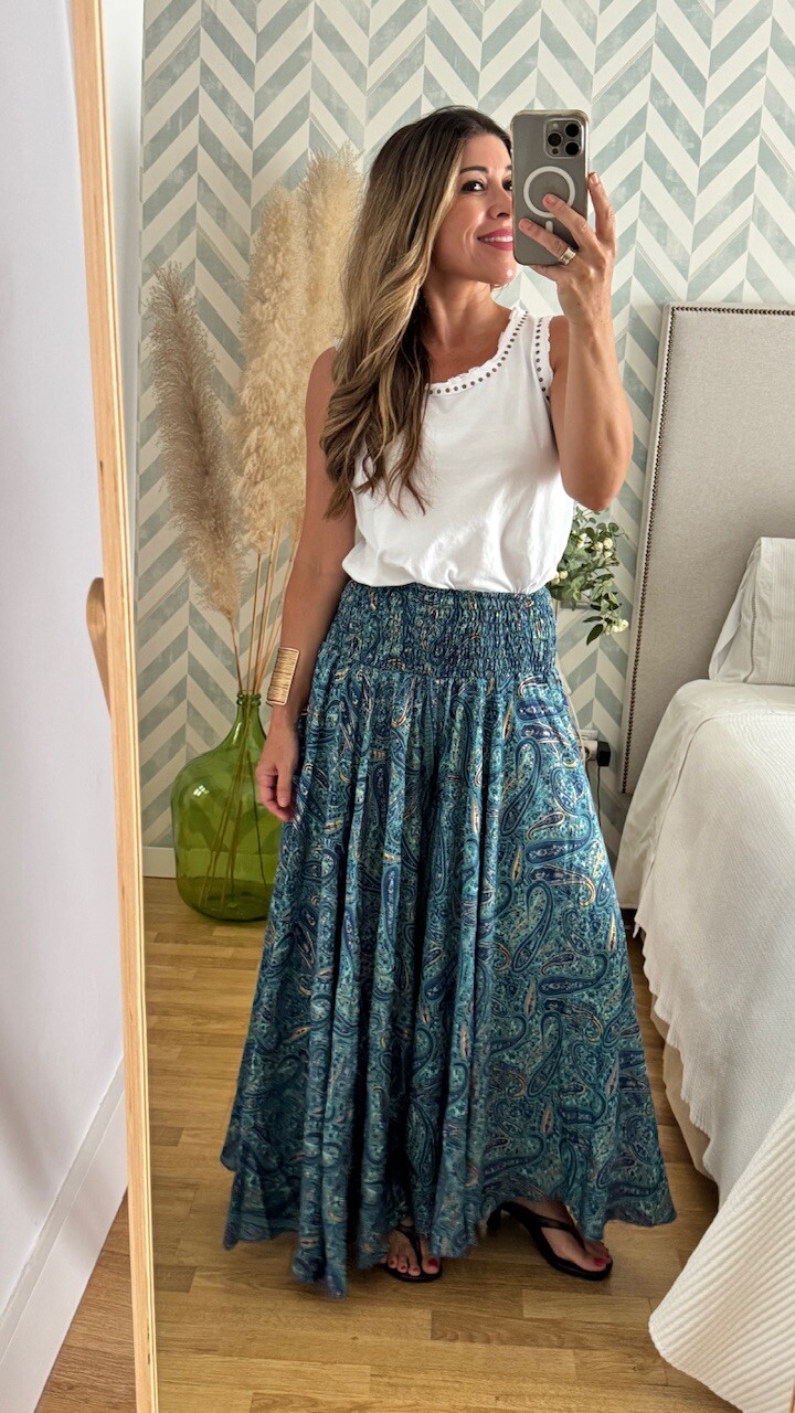 Pantalón Seda Caños Azul Marino - Imagen 5