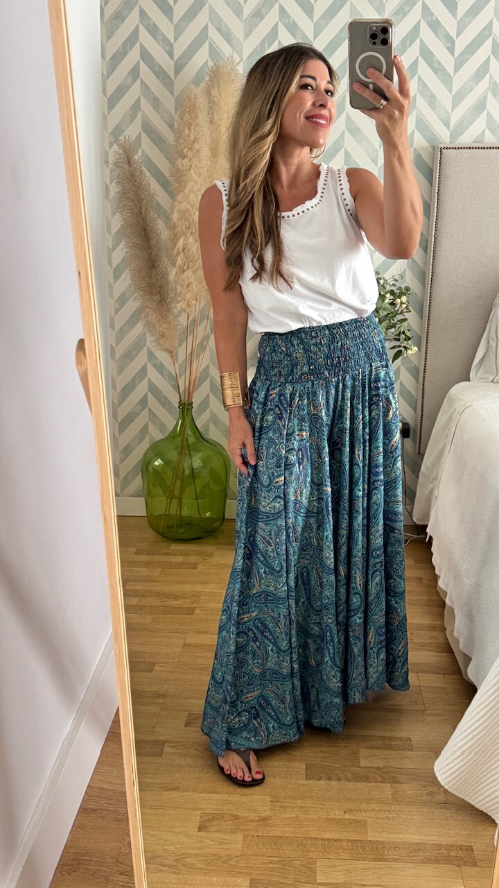 Pantalón Seda Caños Azul Marino - Imagen 9