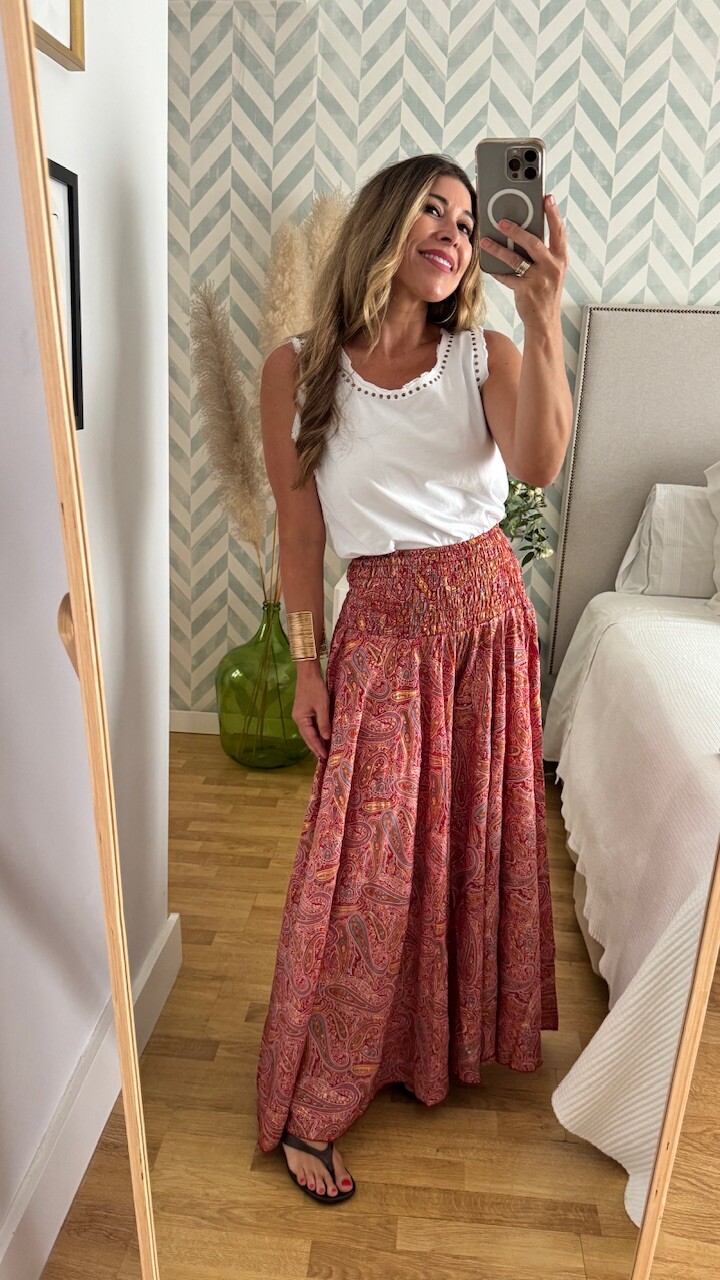Pantalón Seda Caños Rojo - Imagen 6
