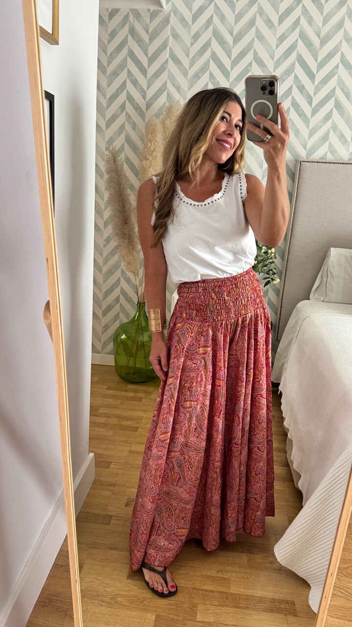 Pantalón Seda Caños Rojo - Imagen 3