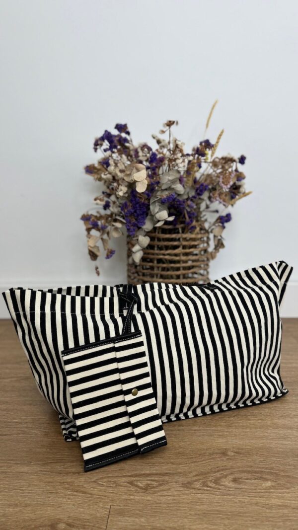 Bolso Hombro Estampado Rayas Negro