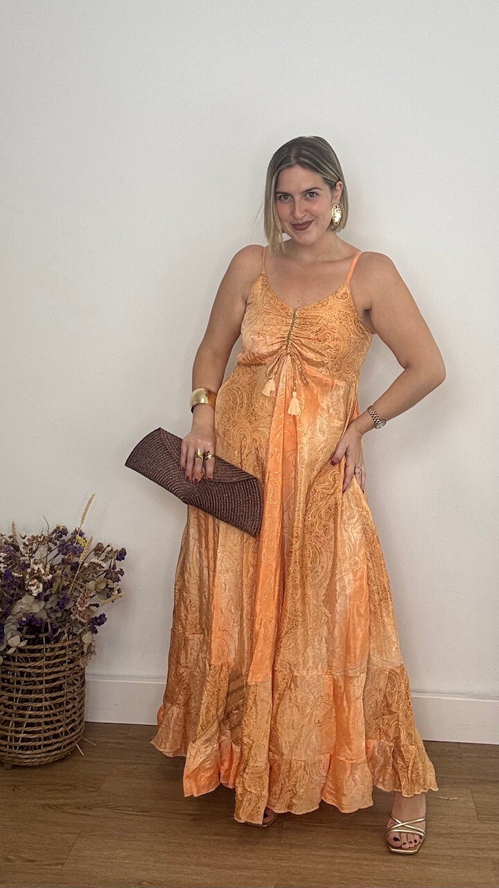 Vestido India Estampado Naranja