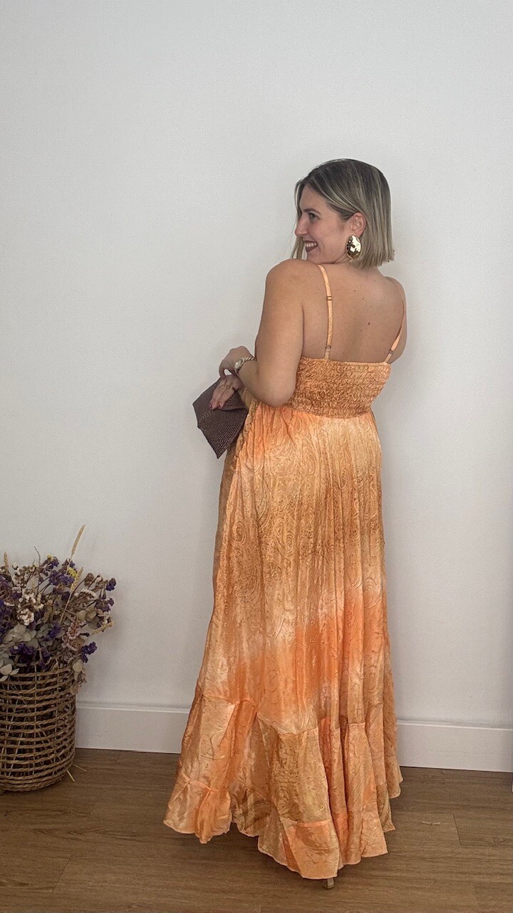 Vestido India Estampado Naranja - Imagen 3