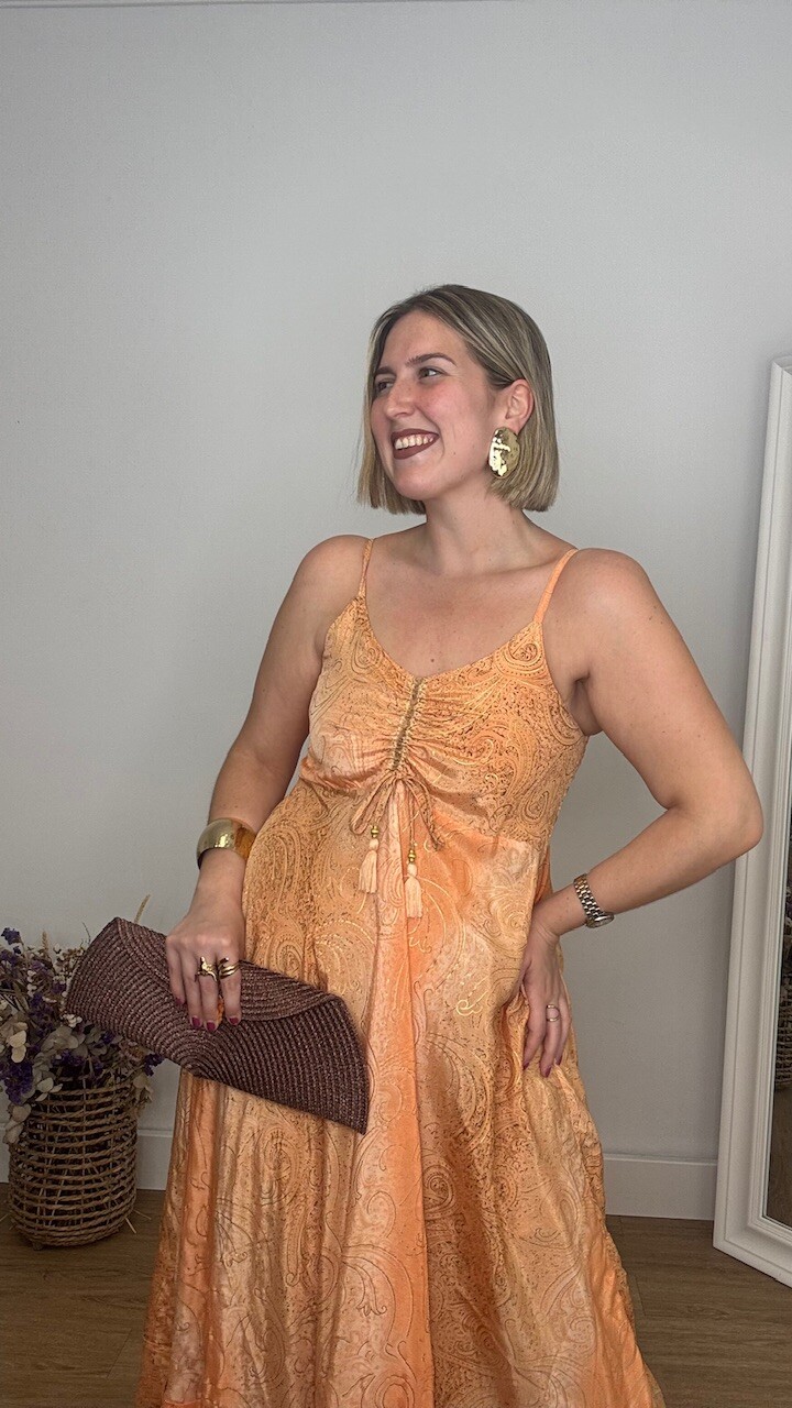 Vestido India Estampado Naranja - Imagen 2