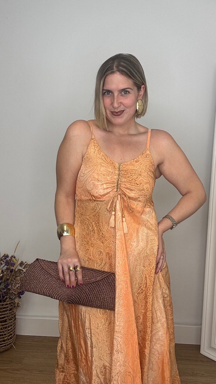 Vestido India Estampado Naranja - Imagen 4