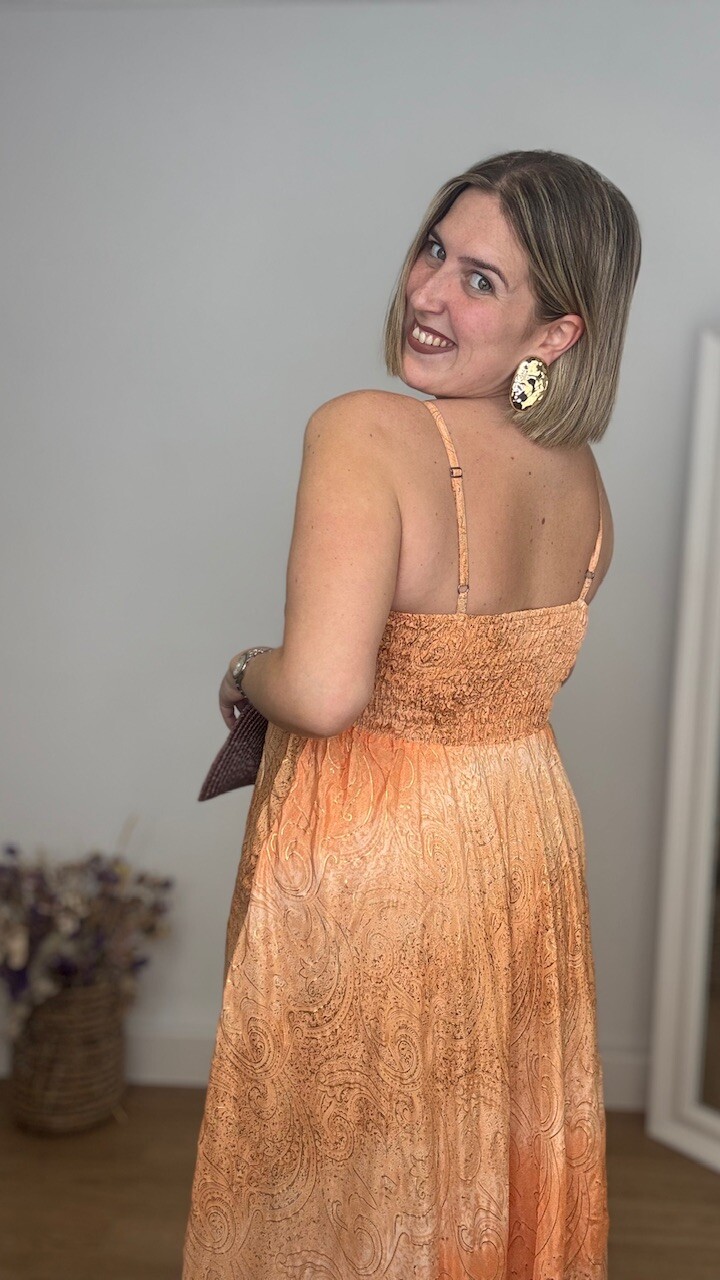 Vestido India Estampado Naranja - Imagen 5