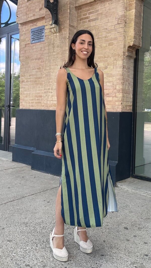 Vestido Nápoles Rayas Azul Marino