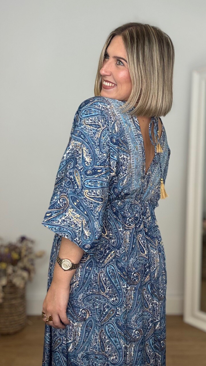 Vestido India Mangas Azul Marino - Imagen 7