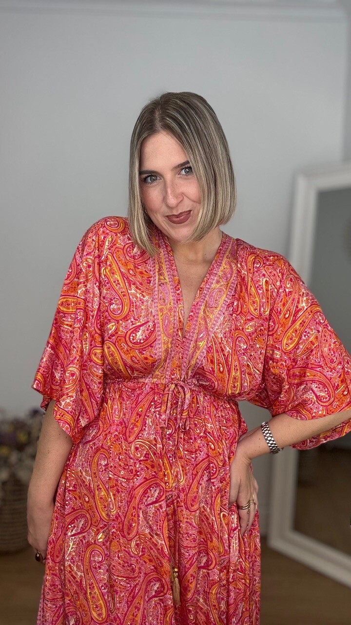 Vestido India Mangas Coral - Imagen 10