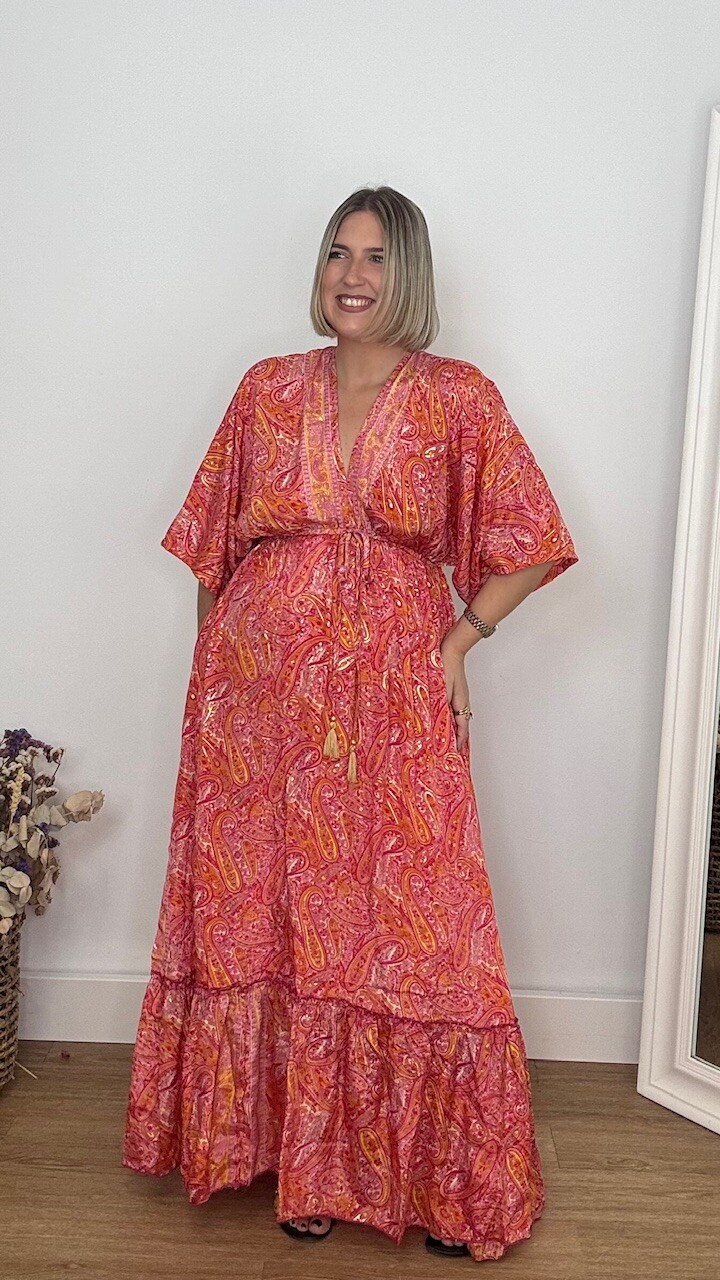 Vestido India Mangas Coral - Imagen 8
