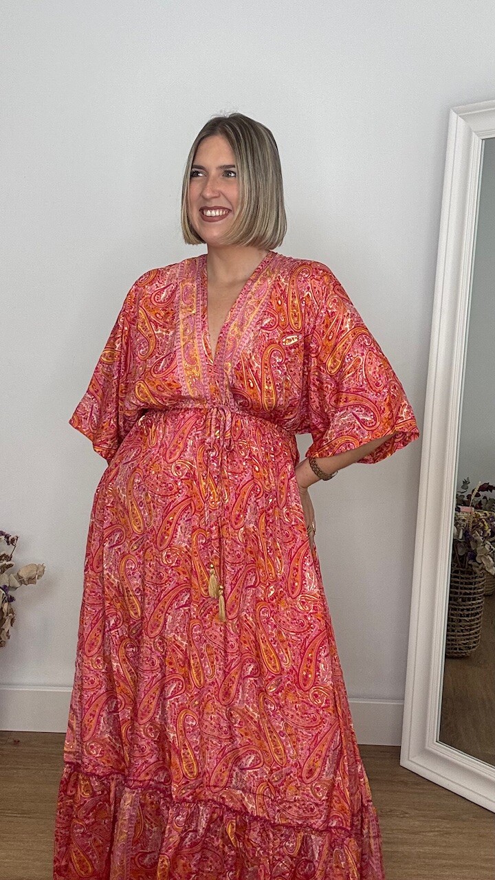 Vestido India Mangas Coral - Imagen 4