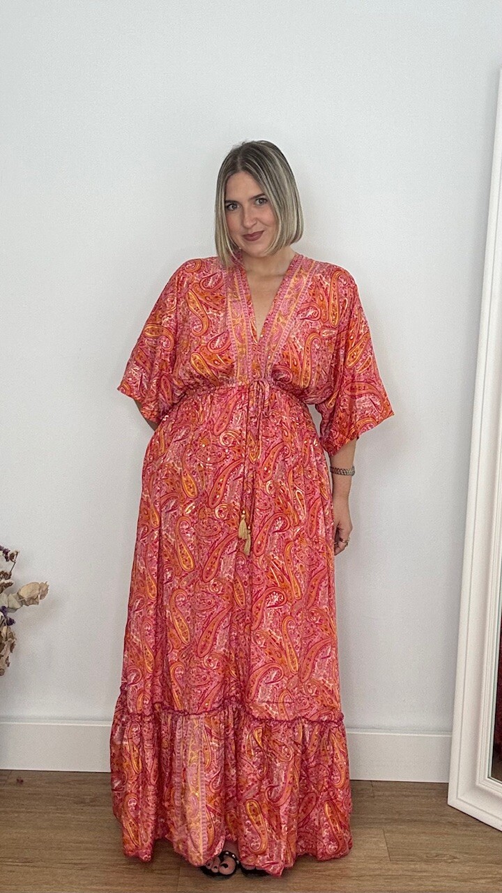 Vestido India Mangas Coral