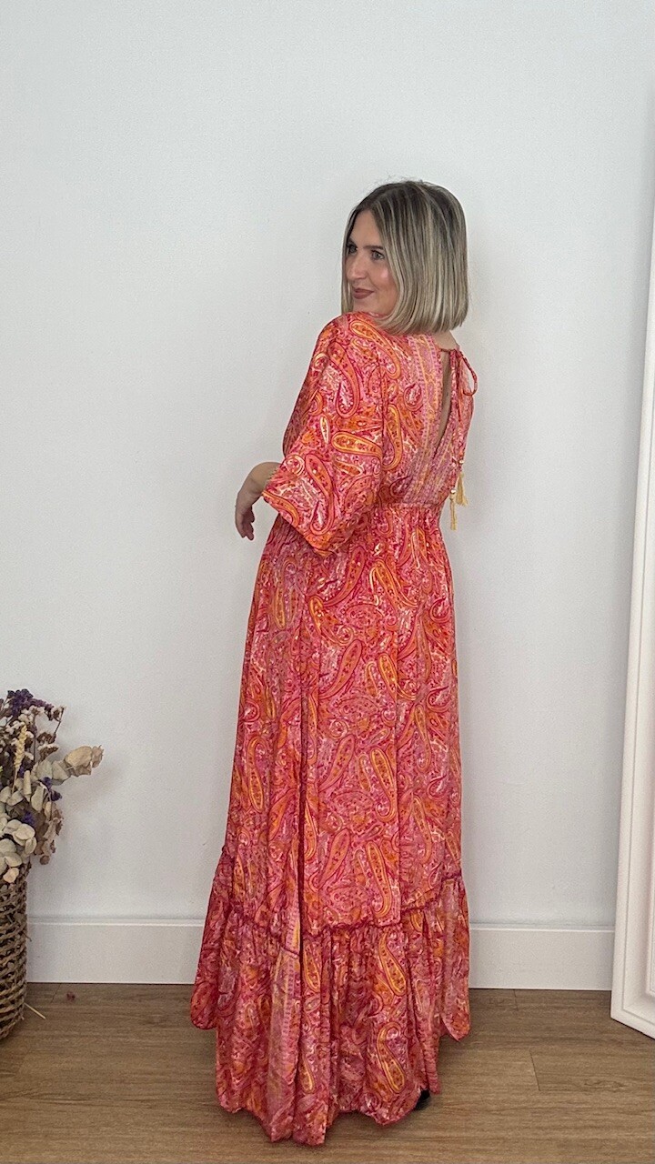 Vestido India Mangas Coral - Imagen 6