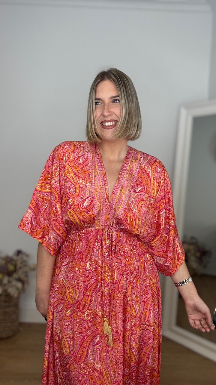 Vestido India Mangas Coral - Imagen 3