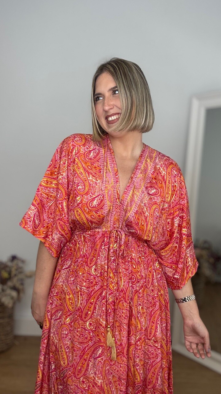 Vestido India Mangas Coral - Imagen 5