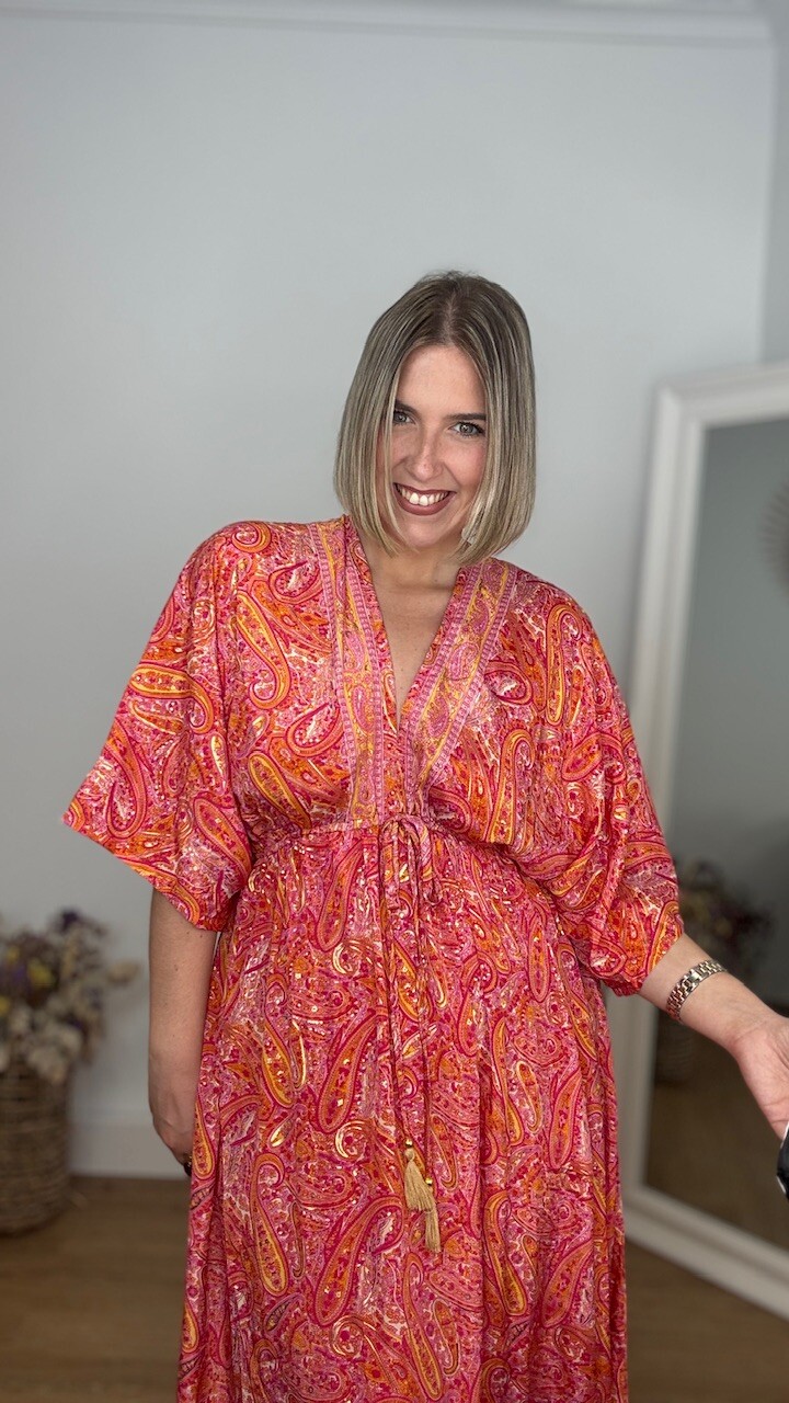 Vestido India Mangas Coral - Imagen 2