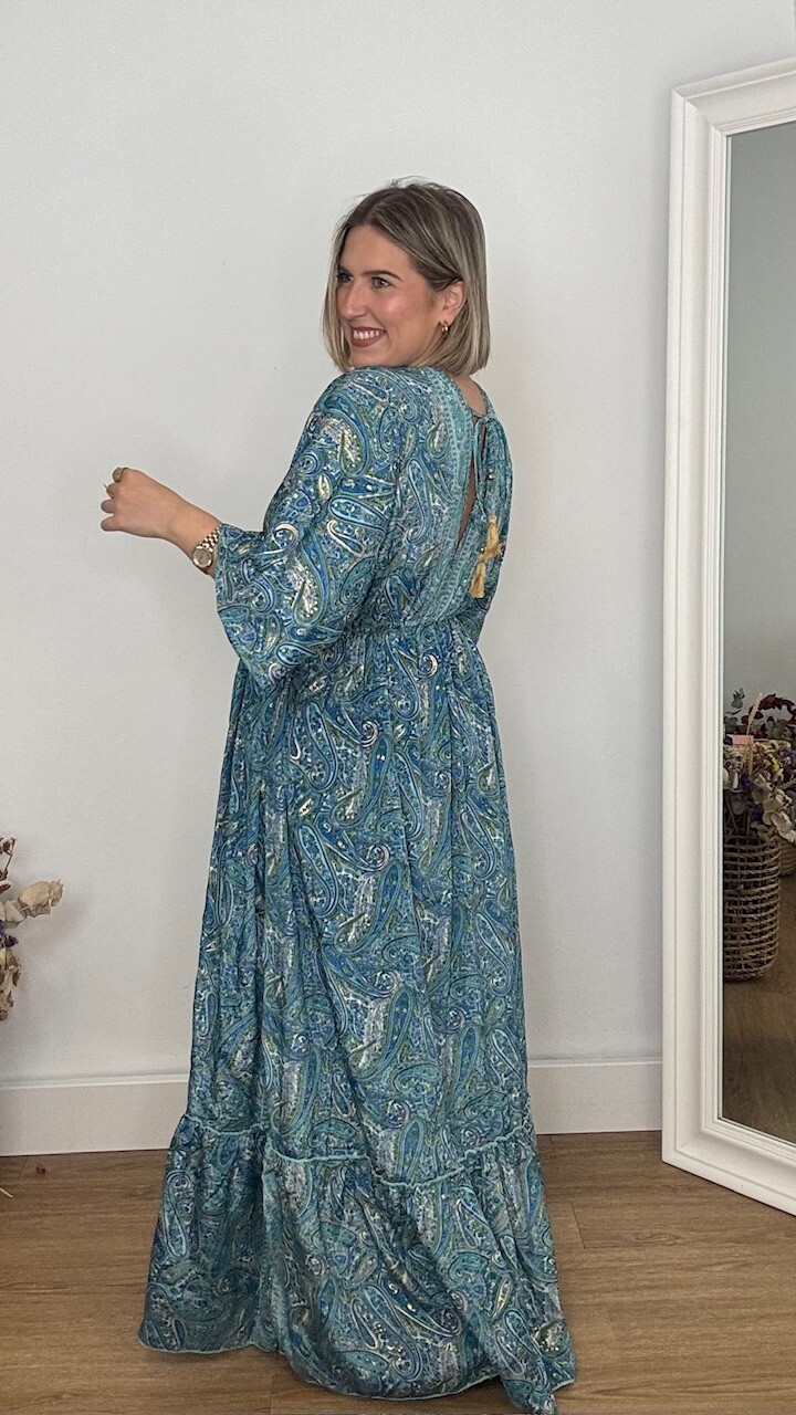 Vestido India Mangas Azul Cobalto - Imagen 3