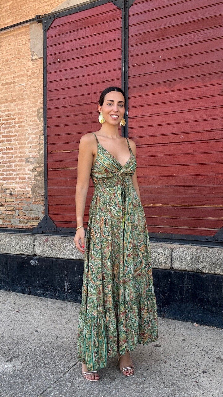 Vestidos India Seda Verde - Imagen 3