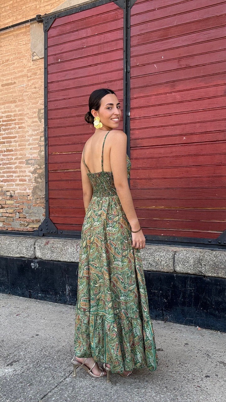 Vestidos India Seda Verde - Imagen 4