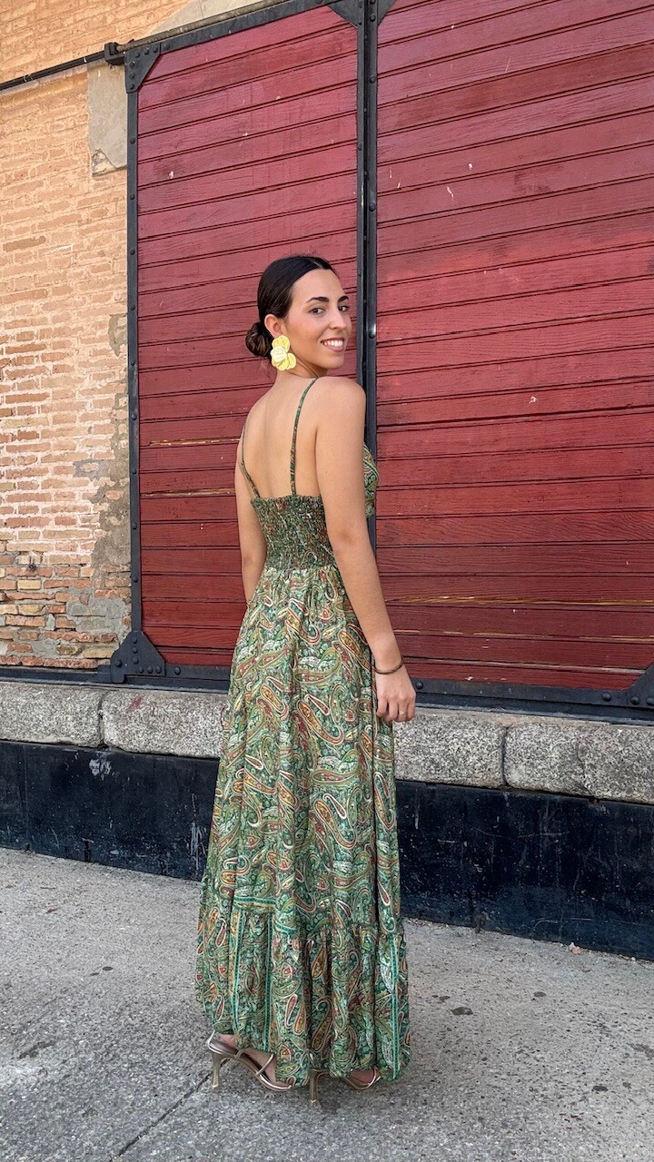 Vestidos India Seda Verde - Imagen 7
