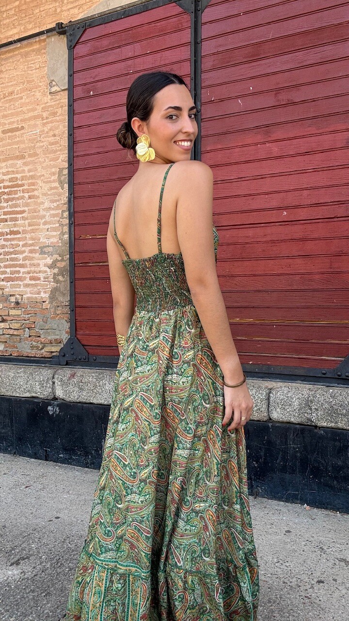 Vestidos India Seda Verde - Imagen 8