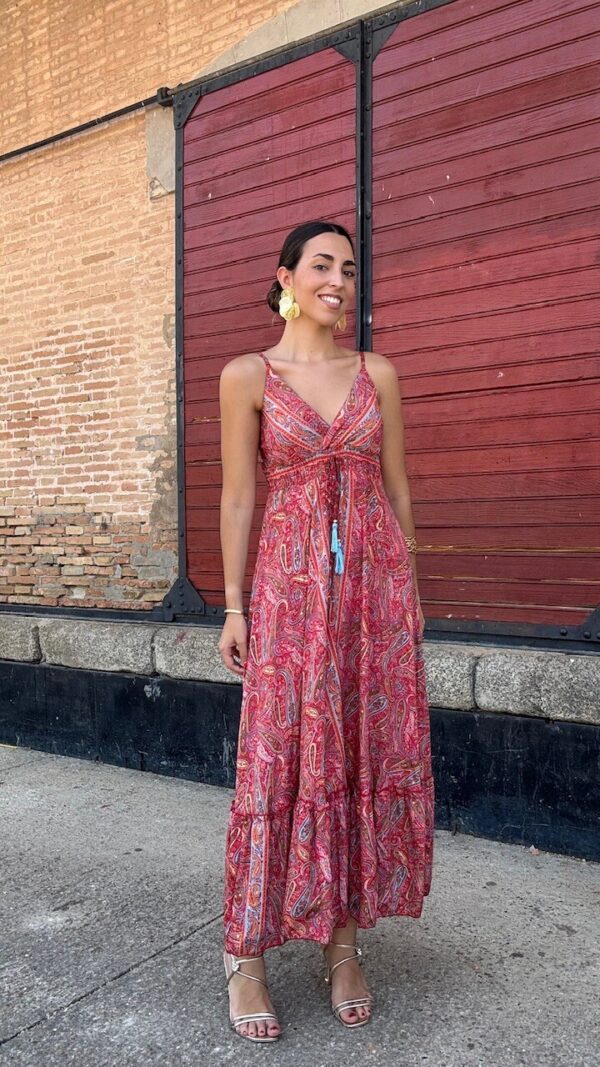 Vestidos India Seda Rojizo