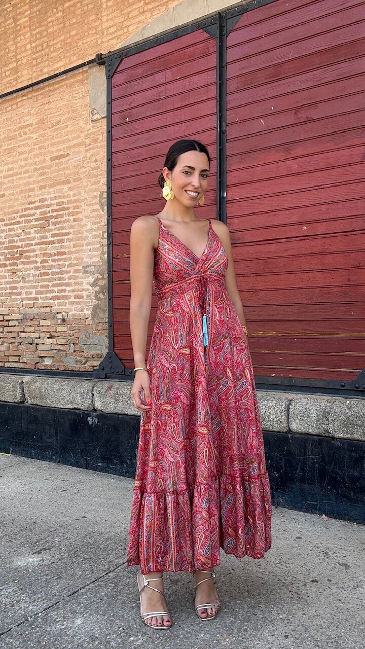 Vestidos India Seda Rojizo - Imagen 3