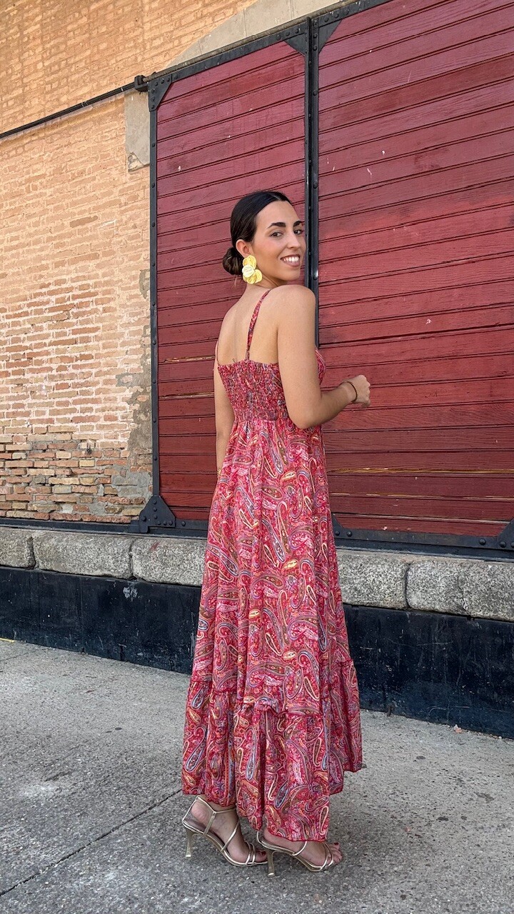Vestidos India Seda Rojizo - Imagen 5