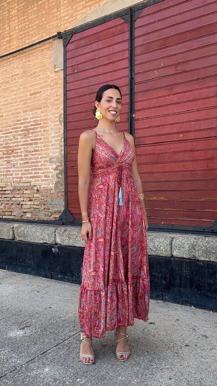 Vestidos India Seda Rojizo - Imagen 4
