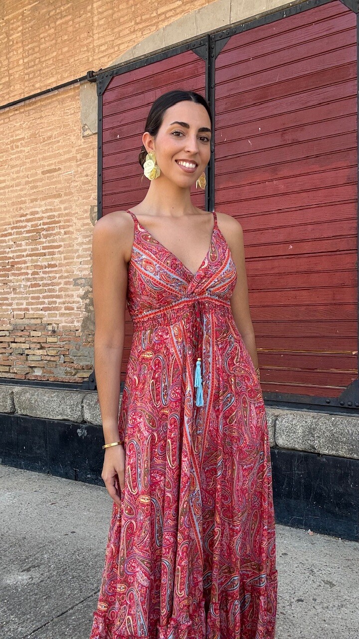 Vestidos India Seda Rojizo - Imagen 2