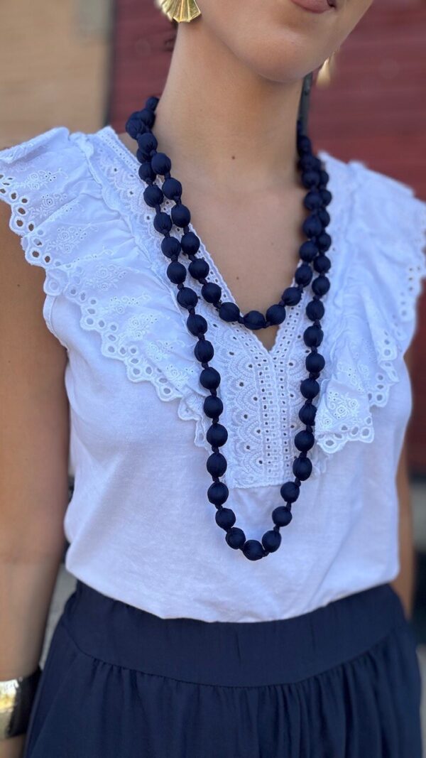 Collar Cuentas Tejido Azul Marino