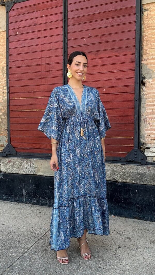 Vestido India Mangas Azul Marino