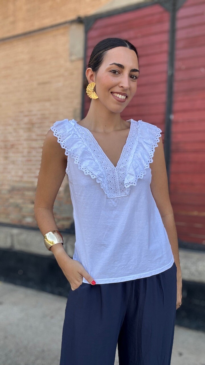 Camiseta Elvira Volante Blanca - Imagen 2