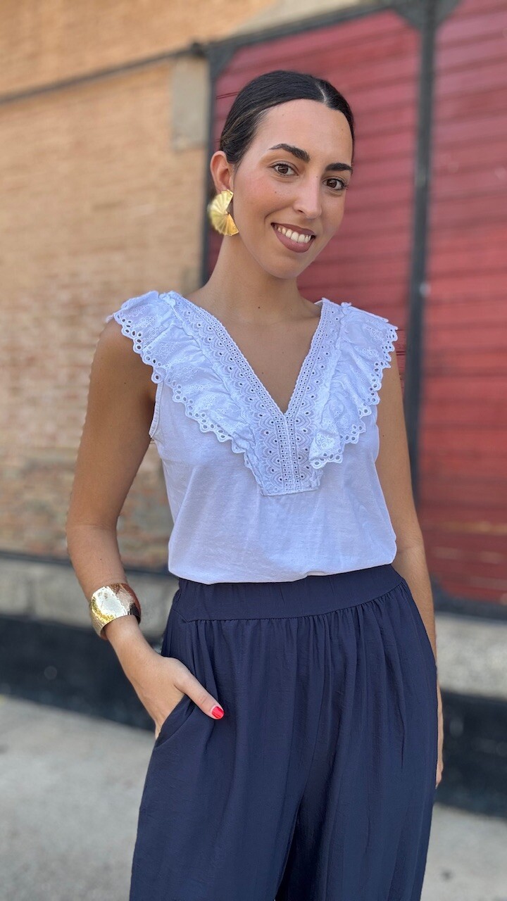 Camiseta Elvira Volante Blanca - Imagen 4