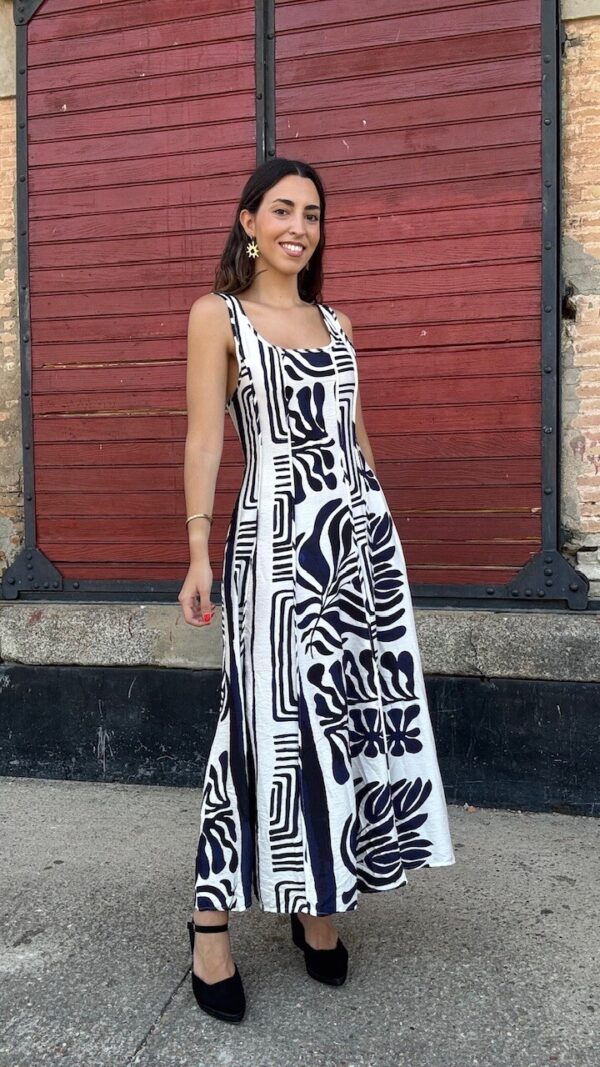 Vestido Mali Estampado Azul Marino