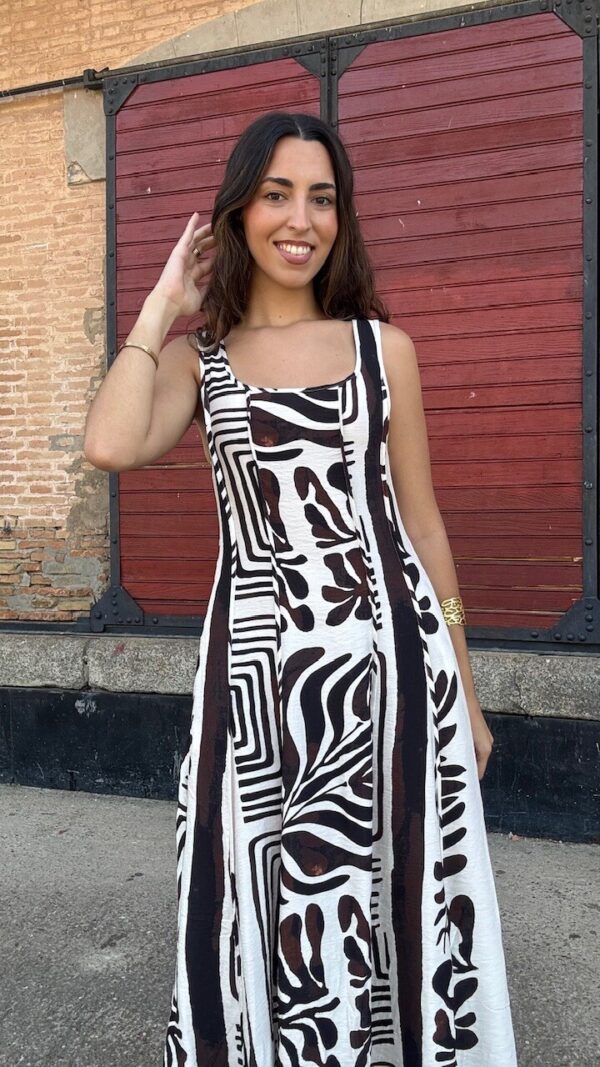 Vestido Mali Estampado Marrón