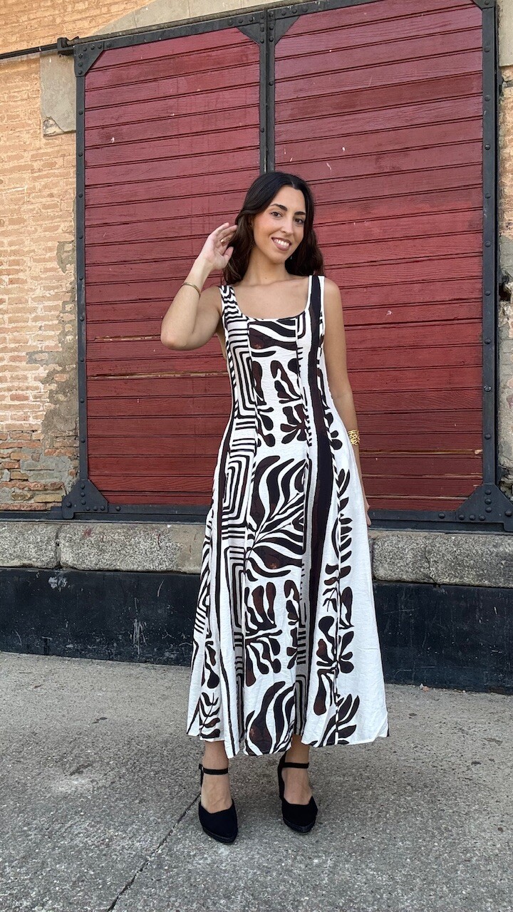 Vestido Mali Estampado Marrón - Imagen 2