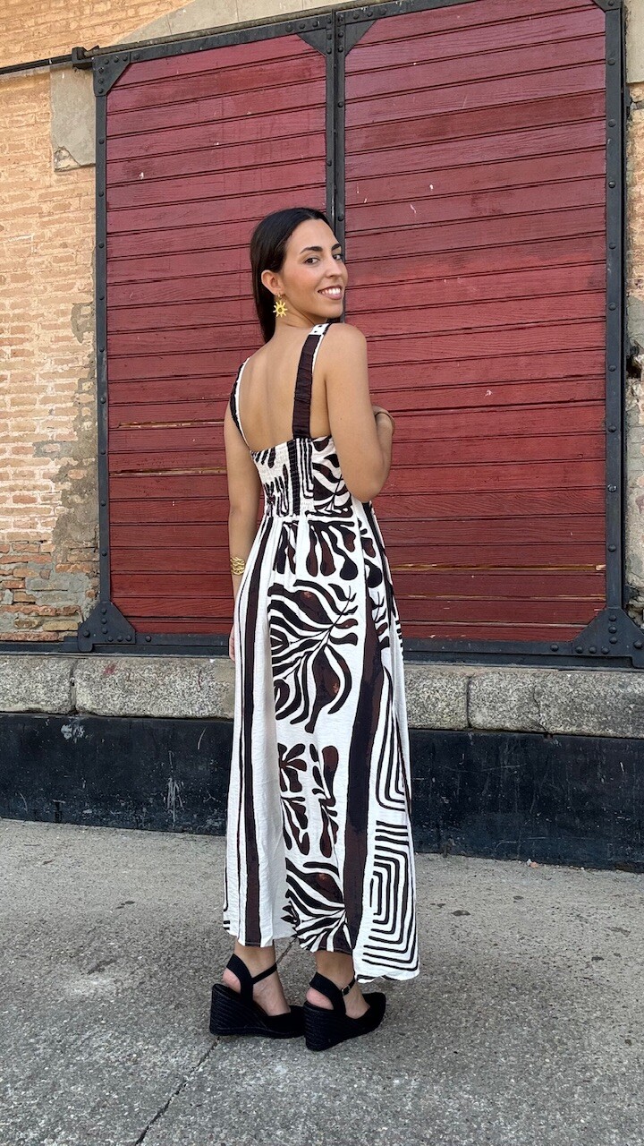 Vestido Mali Estampado Marrón - Imagen 4
