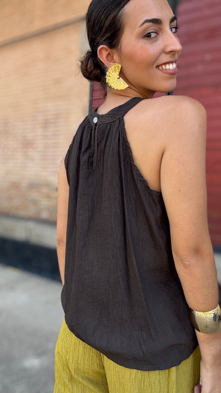 Blusa Bambula Halter Marrón - Imagen 2