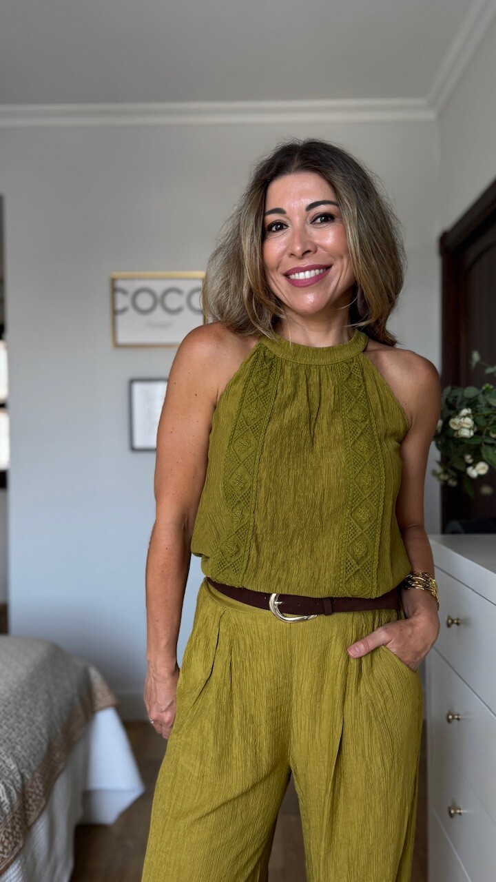Blusa Bambula Halter Verde Pistacho - Imagen 6