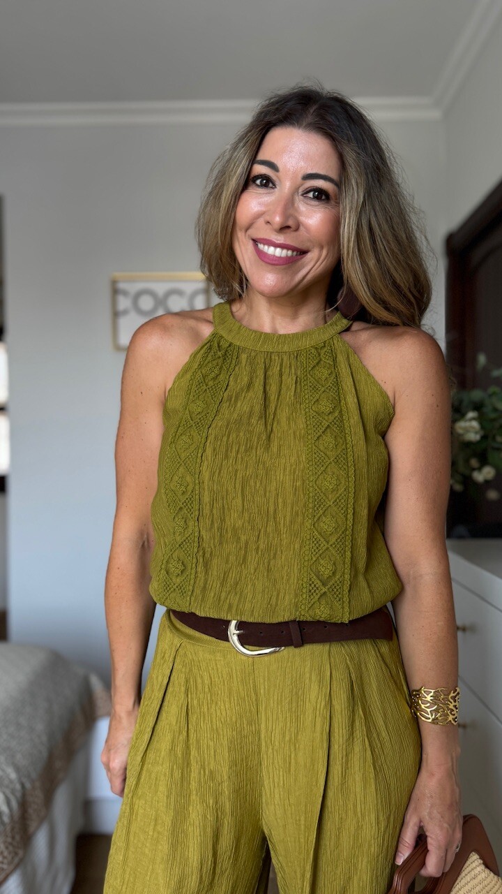 Blusa Bambula Halter Verde Pistacho