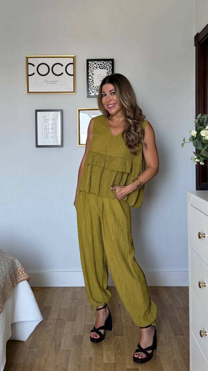 Pantalón Bombacho Bambula Verde Pistacho - Imagen 4