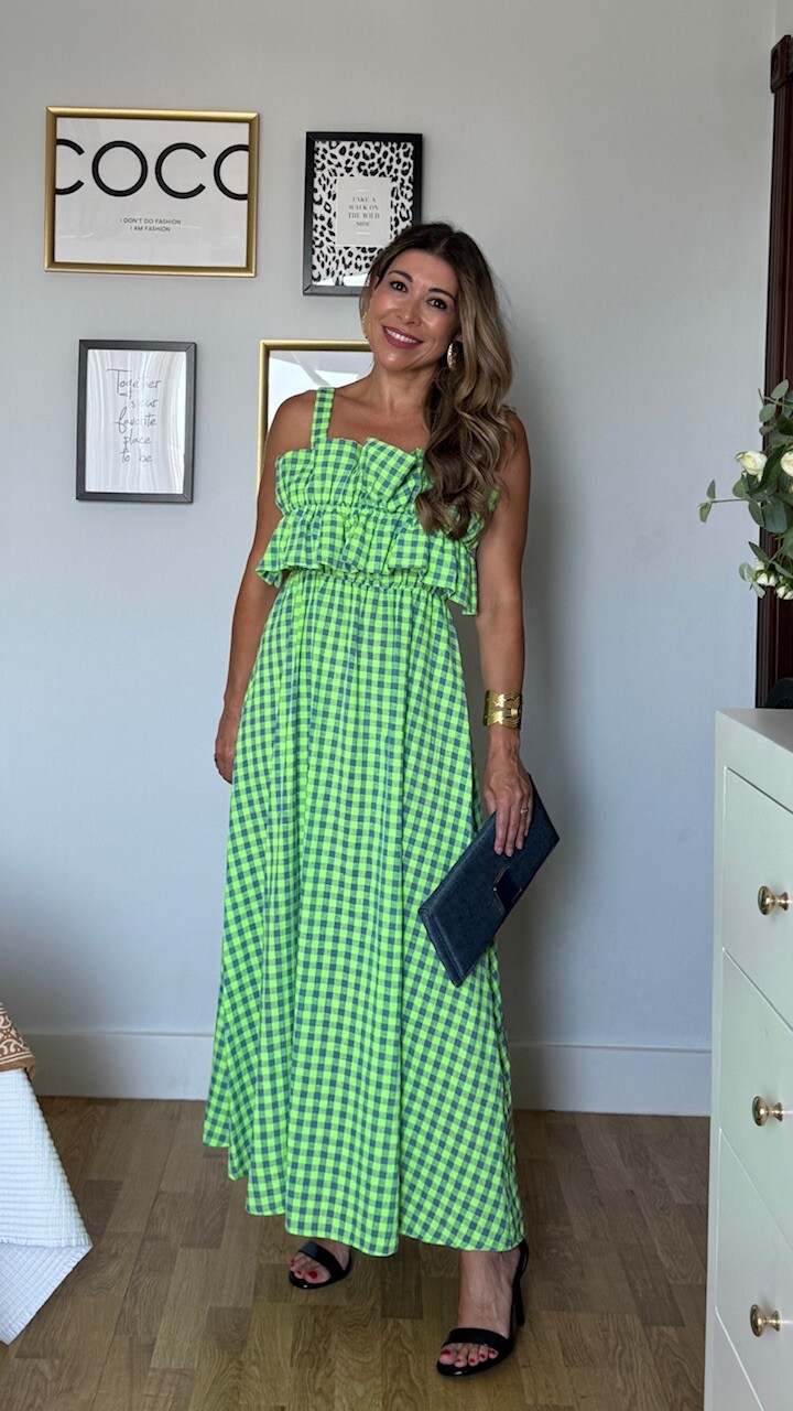 Vestido Rosalinda flúor Lima azul - Imagen 6